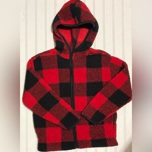 Old Navy Boy’s or Girl’s Jacket 8 M Red Black Plaid‎ Warm Polyester Fall Winter